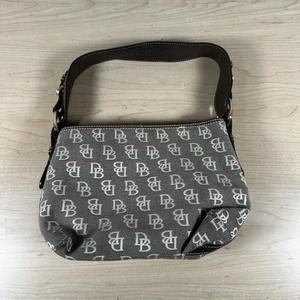 Borsa a tracolla Dooney & Bourke Monogram grigia firmata secchiello tracolla nera - Foto 1 di 16