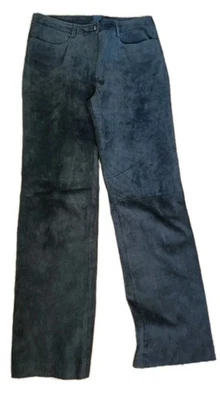 Pantalones de gamuza vintage 100 % cuero genuino talla 6 negro pierna acampanada años 80 90  Foto 1 de 4