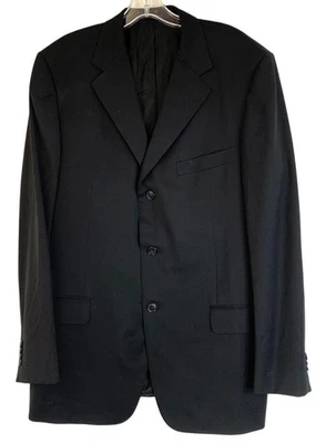 Ermenegildo Zegna Mens Jet Black Wool 3-Button Suit Jacket Blazer 44R - image 1 of 4