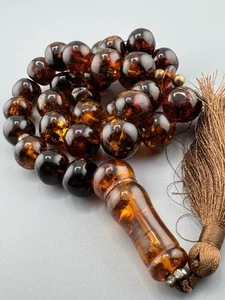 Certified Pressed Baltic Amber Prayer Beads Rosary Mesbah 103 gr. بولندي عسلي - Bild 1 von 10