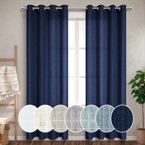 Navy Blue Grommet Curtains 102 Inches Long for Living Room Bedroom 2 Panels G... - Picture 1 of 8