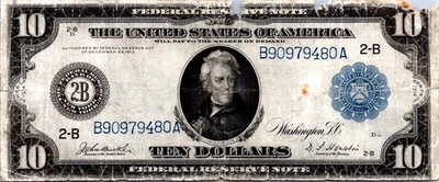 1914 $10 Federal Reserve Note New York Fine Fr. 910 - Image 1 of 3