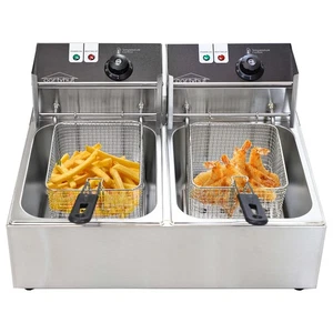 Freidora comercial de encimera de doble tanque de acero inoxidable de 12 litros 110 V - Imagen 1 de 9