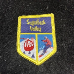 Toppa da sci vintage anni 70 Sugarbush Valley VT Vermont ferro da sci tessuto su 3 pollici - Foto 1 di 3