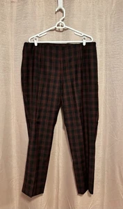 NWT Talbots Women’s Size 16W Brown Plaid Wool Blend Heritage Side Zip Dress Pant - Picture 1 of 7