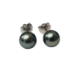 Orecchini in Oro Bianco 18 kt con Perle TAHITI 6.50 - 7.00 mm AAA - Imagen 1 de 2
