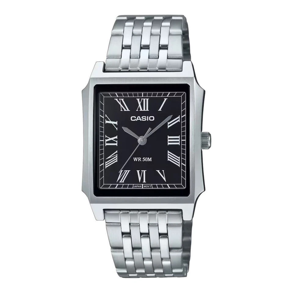 Casio Men's Analog Square Dial Stainless Steel Band Watch MTP-B190D-1B
