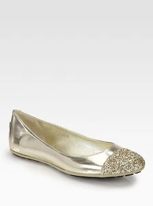 JIMMY CHOO WHIRL CHAMPAGNER Glitzer ZEHE LOGO BALLETT FLACH EU 36 I LOVE SCHUHE - Bild 1 von 7