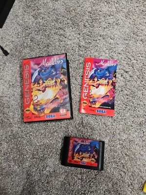 Disney's Aladdin (Sega Genesis, 1993) Game COMPLETE CIB Tested Working - Image 1 of 4