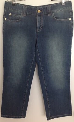 Michael Kors Cropped Denim Jeans 5 Pocket Capris Womens Sz 6 Metal Studs  - Image 1 of 4