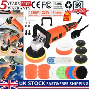 1580W Rotary 7" Car Polisher Kit Orbital Polishing Machine Wax Pads - Picture 1 of 16
