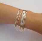 Dainty Thin 1.3mm Round, Sterling Silver Bangle Set, Set of 10 Bangles R37
