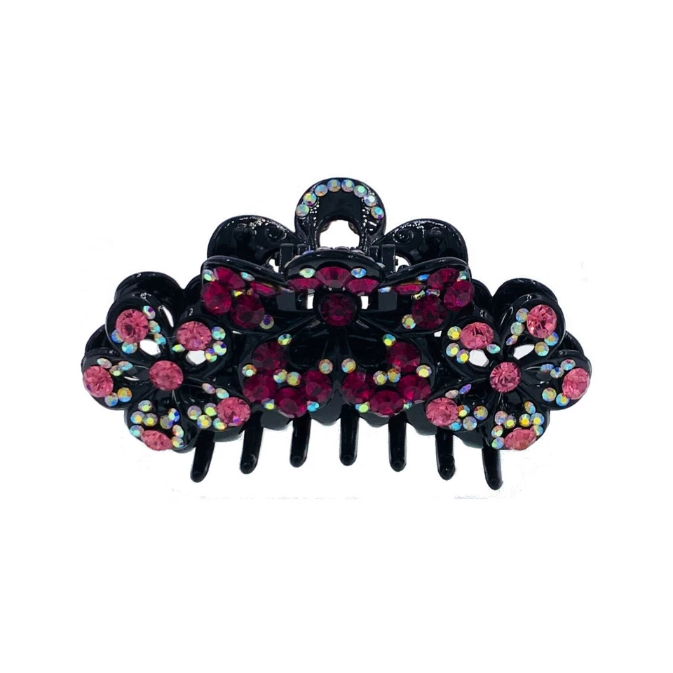USA  HANDMAD FLOWERS ACRYLIC HAIR CLAW CLIP JAW HAIRPIN RHINESTONE CRYSTAL P1 - Image 1 of 1