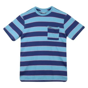 Volcom Boy's Sky Blue & Navy With Coral Striped S/S T-Shirt (S02) - Picture 1 of 3