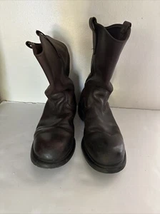 Vintage Red Wing dunkelbraune Leder Pecos Cowboystiefel Größe 9 B Stahlkappe USA - Bild 1 von 8