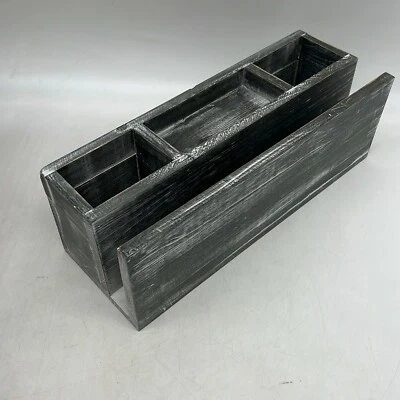 My Gift Rustic Gray Wood 6 Compartment Office Supplies Organizer Letter Holders - Image 1 of 4