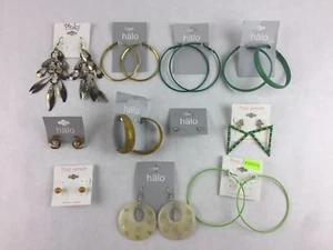 Costume Fashion Earring Lot 11 Dangle Hoop Stud Post Green Gold Silver Jewelry - Picture 1 of 4