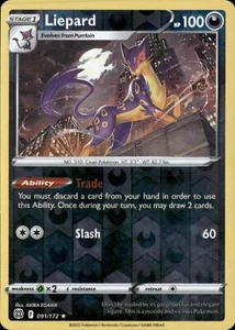 Pokemon Liepard 091/172 Holograma Inverso SWSH09: Brilliant Stars LP - Imagen 1 de 1