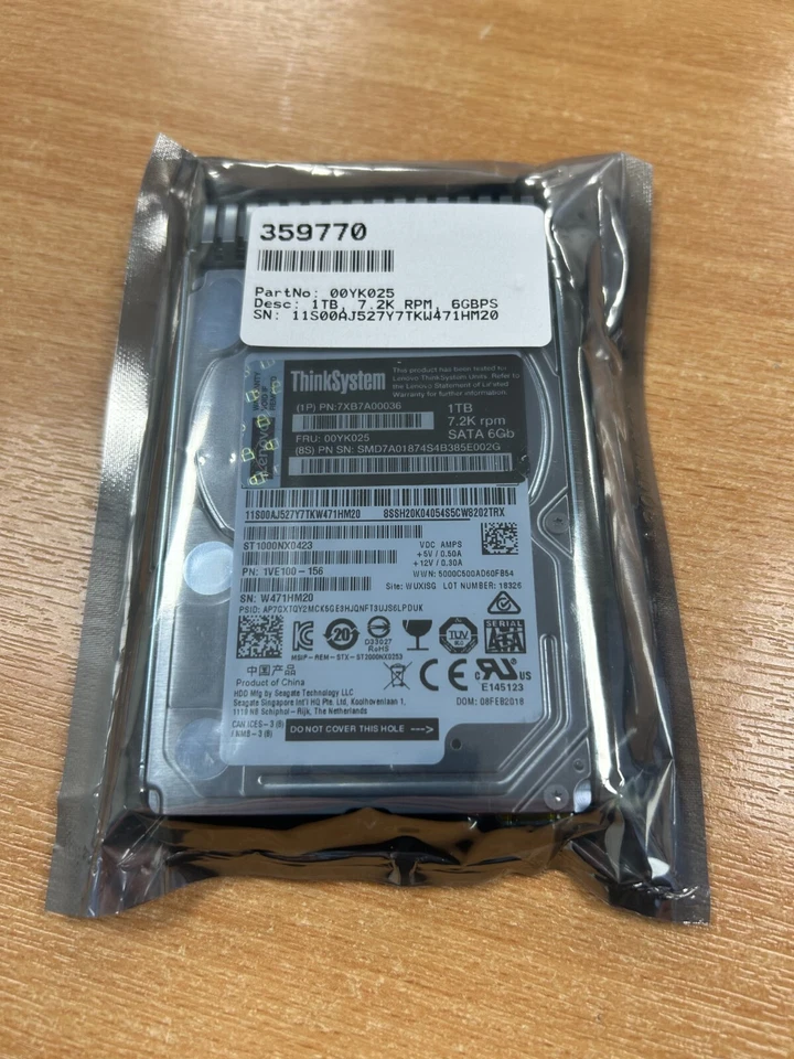 IBM / lenovo 00YK025 7XB7A00036 1TB, 7.2K RPM, 6GBPS 2.5ICH SATA HDD - Image 1 of 1