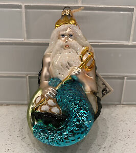 Vintage Polonaise Kurt Adler Christmas Ornament - King Neptune Mermaid w/Tag