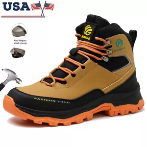 Mens Hiking Steel Toe Shoes Work Boots Safety Shoes Botas De Trabajo Para Hombre - Picture 1 of 11