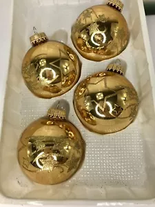 VTG Christmas Ornaments By Krebs Crown Cap Ball Ornaments Gold Orange Glitter - Picture 1 of 7