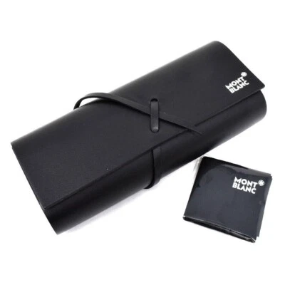 NEW! Montblanc Black Leather Eyeglasses Sunglasses Case - Booklet+Cleaning Cloth - Image 1 of 3