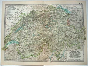 Switzerland & Liechtenstein - Original 1902 Map by The Century Co. Antique - Picture 1 of 3