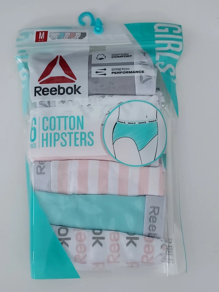 Reebok #11173 Girls' 6 Pack Stretch Performance Hipster Underwear
