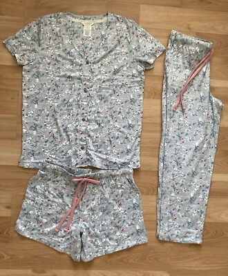 Juego de pijama con botones de 3 piezas para damas LUCKY BRAND bolsillo delantero y floral talla XS Foto 1 de 4