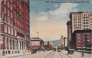 c1910s Salt Lake City Utah Main Street trolley autos signs postcard B581 - Picture 1 of 2