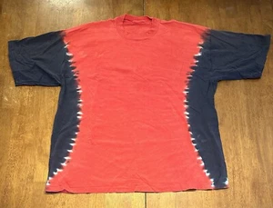Vintage 90er Tie Dye T Shirt XL Einzelnaht rot dunkelblau - Bild 1 von 10