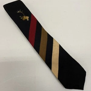 Cravatta vintage Ralph Lauren lana stampa buck righe sportivo nero marrone - Foto 1 di 7