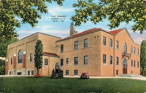 The Armory Janesville Wisconsin WI Postcard - Picture 1 of 2