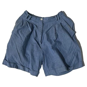 Vintage Rafaella Petites Women Blue Zip Up Chino Shorts Size 8 - Picture 1 of 7