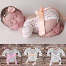 Shoot Clothes Baby Girl Bodysuit Lace Romper Newborn Photography Props Big Bow