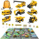 Construction Vehicles Truck Toys Set with Play Mat - 8 Mini Engineer Diecast