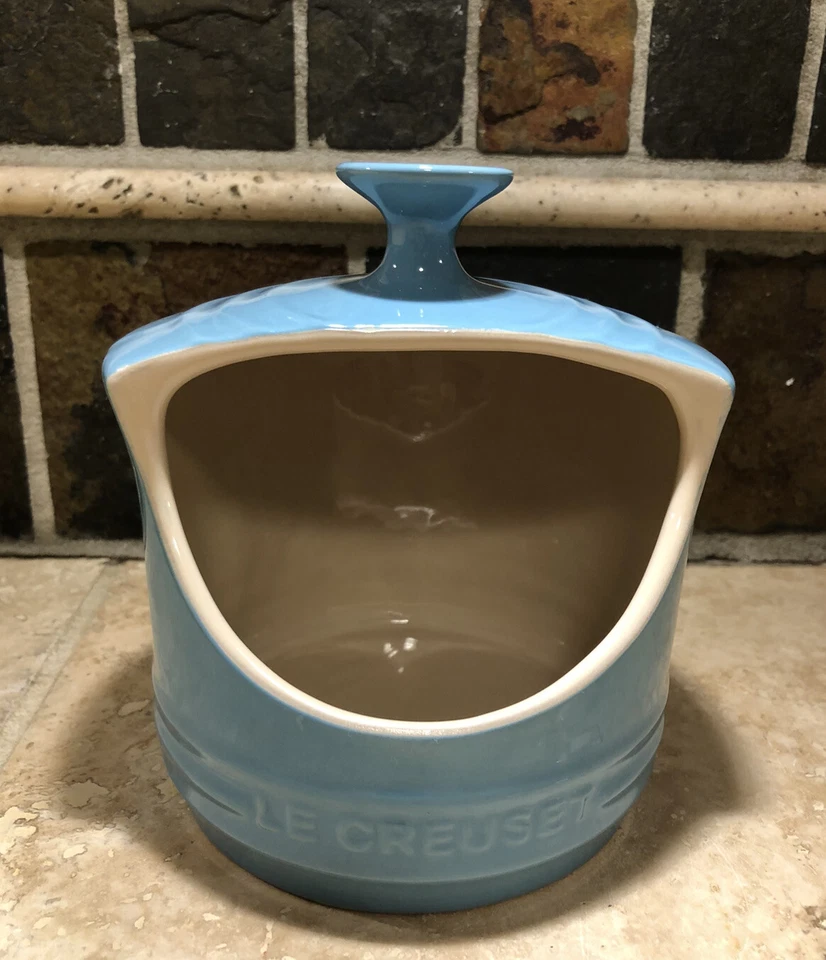"turquoise" 10 Oz Salt Crock Le Creuset Open Keeper Stoneware Teal Blue