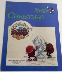   Christmas California Raisin Book 1. Counted Cross Stitch- 10 patterns Vtg 1988 - Picture 1 of 5