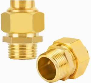 2 Pcs 3/4'' Brass Pipe Fittings Metal Hex Nipple Brass Tone NPT Male Thread Pipe - Picture 1 of 12