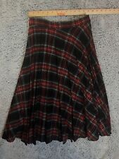 Vintage JH Collectibles Wool Midi Skirt Tartan Plaid Black Brown Small 6
