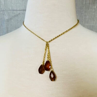 Collar Gargantilla Liz Claiborne Ajustable 3 Cuentas Facetadas Colgantes Tono Marrón Foto 1 de 4