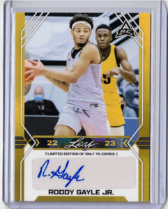 RODDY GAYLE JR 22/23 Leaf Draft Auto Autograph Signed GOLD Rookie Card /75