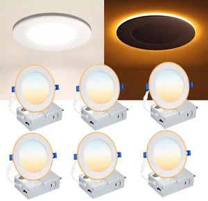 Plafonnier encastré LED 6" 5CCT ultra fin avec boîte de jonction 12w 110w 6 Pack - Photo 1 sur 14