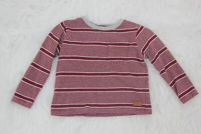 Camiseta manga larga 7 for all Mankind 100 % algodón gris a rayas rojas para niños talla 2T 07 Foto 1 de 4