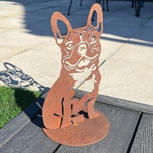 Garden Ornaments and Statues French Bulldog Silhouette Metal Animal Dog Outdoor - Picture 1 of 8