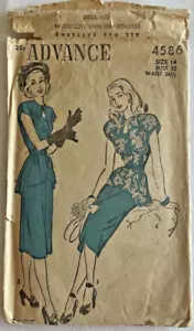 RARE 40's Advance Pattern #4586 Two Piece Dress with Peplum; Size 14 - Picture 1 of 4