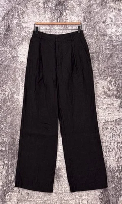 Pantalones Jenni Kayne 0 Mujer Lino Tiro Alto Pierna Recta Lavado Negro Pantalón Foto 1 de 4