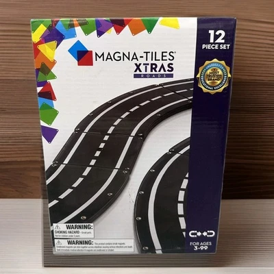 MAGNA-TILES XTRAS: Roads 12 Piece Magnetic Construction Set, The ORIGINAL Brand - Image 1 of 4