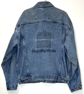 Vintage Tyca Herren Medium Harper Paperbacks Denim Trucker Jeansjacke geprägt USA - Bild 1 von 24